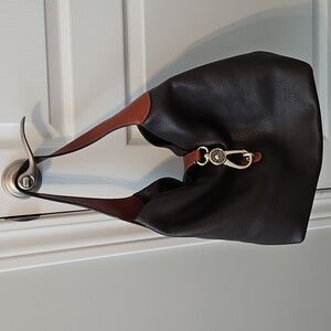 Dooney & Bourke Brown Leather Shoulder Bag with Slouchy Design